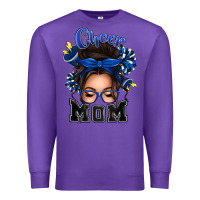 Purple cheer mom messy bun Premium Sweatshirt - texasbilliewilder