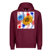 Burgundy patriotic sunflowers Premium Hoodie - BundleAndBundleShop