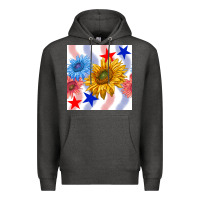Charcoal Heather patriotic sunflowers Premium Hoodie - BundleAndBundleShop