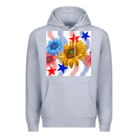 Heather Grey patriotic sunflowers Premium Hoodie - BundleAndBundleShop