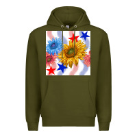 Army Green patriotic sunflowers Premium Hoodie - BundleAndBundleShop