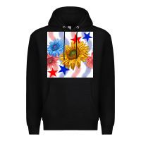 Black patriotic sunflowers Premium Hoodie - BundleAndBundleShop