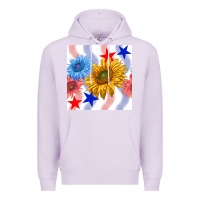 Lilac patriotic sunflowers Premium Hoodie - BundleAndBundleShop