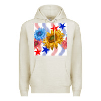 Oatmeal Heather patriotic sunflowers Premium Hoodie - BundleAndBundleShop