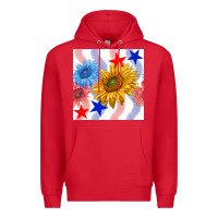 Red patriotic sunflowers Premium Hoodie - BundleAndBundleShop