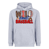 Heather Grey wild about baseball Heavyweight Hoodie - Zillion Design Studio