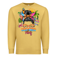 Antique Gold summer vibes messy bun Premium Sweatshirt - Zillion Design Studio