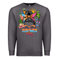 Charcoal Heather summer vibes messy bun Premium Sweatshirt - Zillion Design Studio