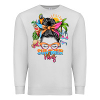 Dove Grey summer vibes messy bun Premium Sweatshirt - Zillion Design Studio