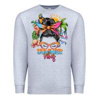 Heather Grey summer vibes messy bun Premium Sweatshirt - Zillion Design Studio