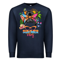 Navy summer vibes messy bun Premium Sweatshirt - Zillion Design Studio