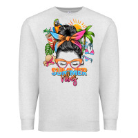 Oatmeal Heather summer vibes messy bun Premium Sweatshirt - Zillion Design Studio