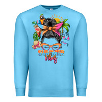 Ocean Blue summer vibes messy bun Premium Sweatshirt - Zillion Design Studio