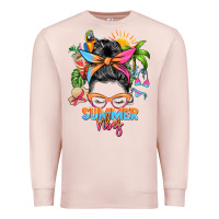 Pale Pink summer vibes messy bun Premium Sweatshirt - Zillion Design Studio