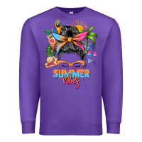 Purple summer vibes messy bun Premium Sweatshirt - Zillion Design Studio