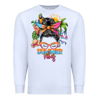 White summer vibes messy bun Premium Sweatshirt - Zillion Design Studio