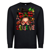 Black christmas believe afro messy bun Premium Sweatshirt - texasbilliewilder