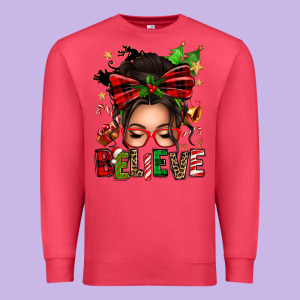Christmas Believe Afro Messy Bun Premium Sweatshirt Designed By Texasbilliewilder