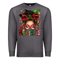 Charcoal Heather christmas believe afro messy bun Premium Sweatshirt - texasbilliewilder
