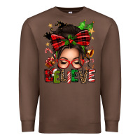 Chestnut christmas believe afro messy bun Premium Sweatshirt - texasbilliewilder
