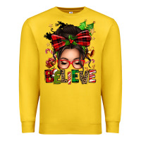 Lemon christmas believe afro messy bun Premium Sweatshirt - texasbilliewilder