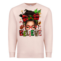Pale Pink christmas believe afro messy bun Premium Sweatshirt - texasbilliewilder