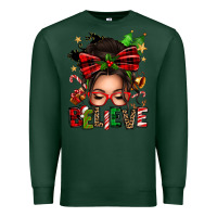 Sports Green christmas believe afro messy bun Premium Sweatshirt - texasbilliewilder