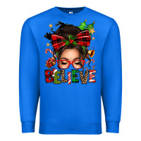True Royal christmas believe afro messy bun Premium Sweatshirt - texasbilliewilder