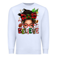 White christmas believe afro messy bun Premium Sweatshirt - texasbilliewilder