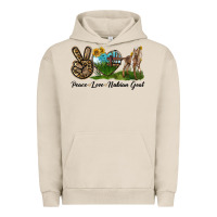 Pigment French Oak Peace Love Nubian Goat Urban Hoodie - LillyAllenDesigns