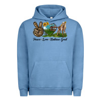 Pigment Pebble Blue Peace Love Nubian Goat Urban Hoodie - LillyAllenDesigns