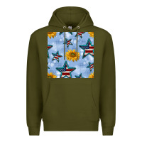 Army Green patriotic stars and sunflower Premium Hoodie - BundleAndBundleShop