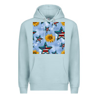 Blue Mist patriotic stars and sunflower Premium Hoodie - BundleAndBundleShop