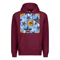 Burgundy patriotic stars and sunflower Premium Hoodie - BundleAndBundleShop