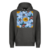 Charcoal Heather patriotic stars and sunflower Premium Hoodie - BundleAndBundleShop
