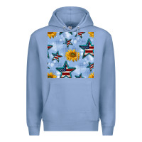 Colony Blue patriotic stars and sunflower Premium Hoodie - BundleAndBundleShop