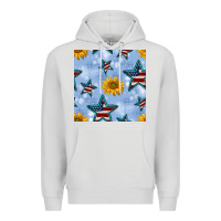 Dove Grey patriotic stars and sunflower Premium Hoodie - BundleAndBundleShop