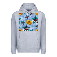 Heather Grey patriotic stars and sunflower Premium Hoodie - BundleAndBundleShop