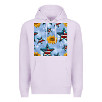 Lilac patriotic stars and sunflower Premium Hoodie - BundleAndBundleShop