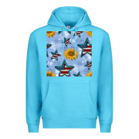 Ocean Blue patriotic stars and sunflower Premium Hoodie - BundleAndBundleShop
