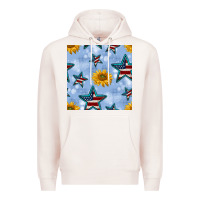 Pale Pink patriotic stars and sunflower Premium Hoodie - BundleAndBundleShop