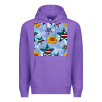 Purple patriotic stars and sunflower Premium Hoodie - BundleAndBundleShop