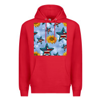 Red patriotic stars and sunflower Premium Hoodie - BundleAndBundleShop