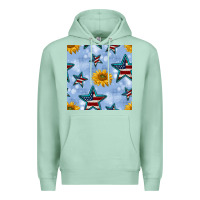 Seafoam patriotic stars and sunflower Premium Hoodie - BundleAndBundleShop