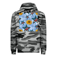 Slate Camo patriotic stars and sunflower Premium Hoodie - BundleAndBundleShop