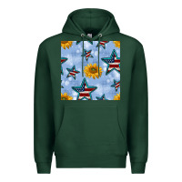 Sports Green patriotic stars and sunflower Premium Hoodie - BundleAndBundleShop