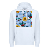 White patriotic stars and sunflower Premium Hoodie - BundleAndBundleShop