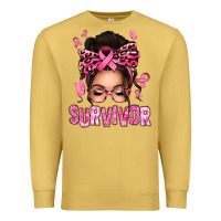 Antique Gold breast cancer survivor afro messy bun Premium Sweatshirt - texasbilliewilder
