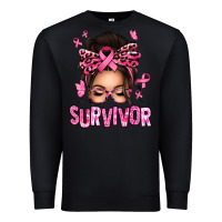 Black breast cancer survivor afro messy bun Premium Sweatshirt - texasbilliewilder