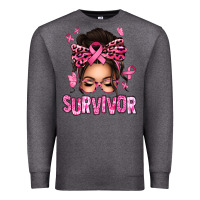 Charcoal Heather breast cancer survivor afro messy bun Premium Sweatshirt - texasbilliewilder